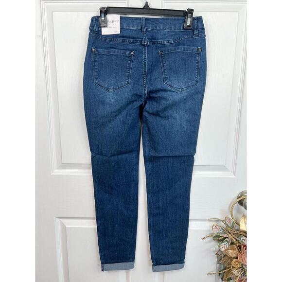 WORKSHOP Republic Jeans Size 12 Dark Blue High Rise Cuffed Skinny Ankle Stretch - Picture 3 of 10